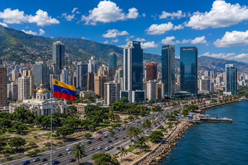 Vista urbana de Caracas como contexto empresarial de Venezuela